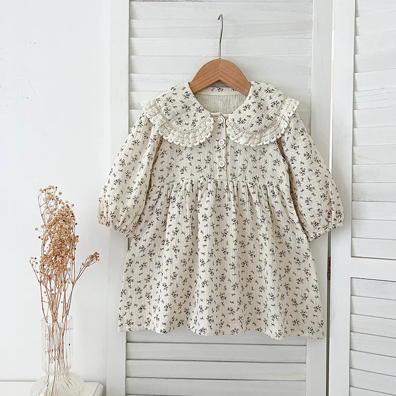 2025 Spring Autumn Girls Matching Sister Dresses Toddler Cotton Long Sleeve Romper Casual Princess Dress for Baby Kids
