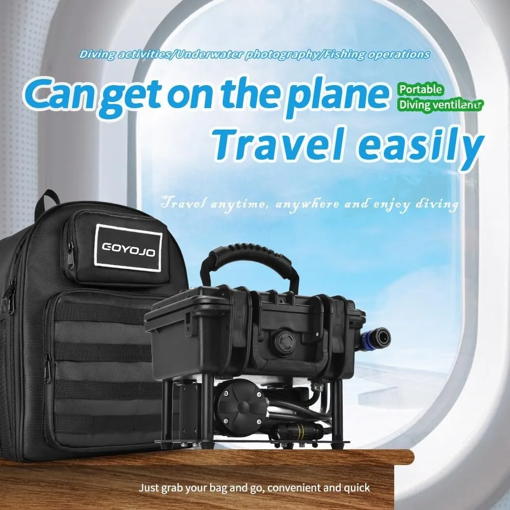 อุปกรณ์ดำน้ำระบบแอร์บัดดี้อุปกรณ์สกูบ้า70นาทีแบบชาร์จไฟได้อุปกรณ์ให้ปอดคอมเพรสเซอร์หายใจใต้น้ำแบบพกพาได้กระเป๋าเป้สะพายหลัง