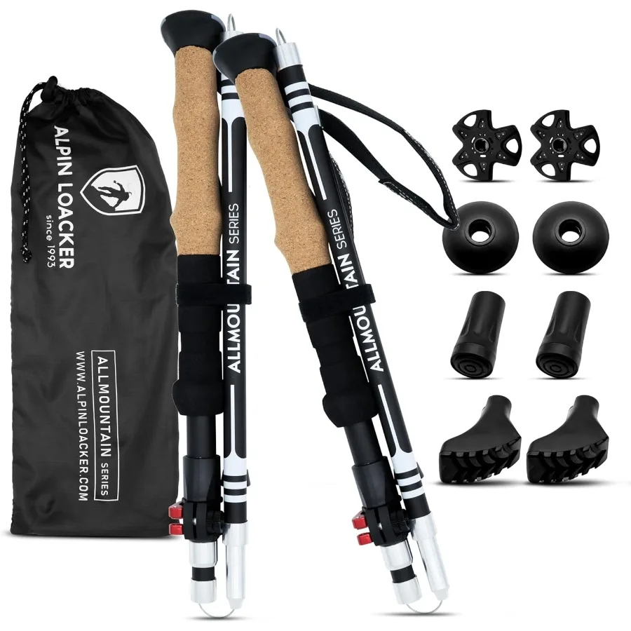 

ALPIN LOACKER Collapsible Trekking Poles for Hiking I Carbon or Aluminum Hiking Poles Ultra Lightweight I Adjustable Trekking P