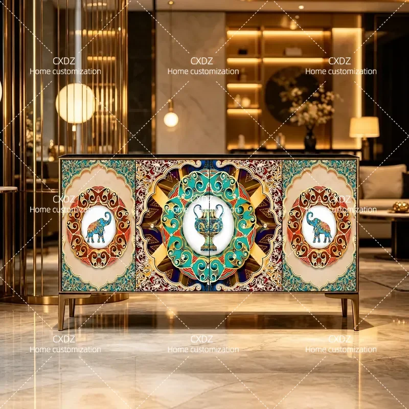 Solid Wood Modern Painted Art Cabinet for Hotel Entrance Dining Room Living Room Sideboard Shoe Storage Locker Furniture