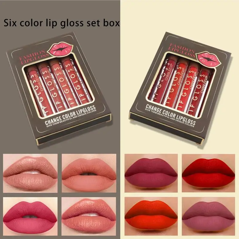 6 Kleuren/Set Matte Fluwelen Lipgloss Non-Stick Cup Waterdichte Langdurige Vloeibare Lippenstift Cosmetische Mode Make-Up