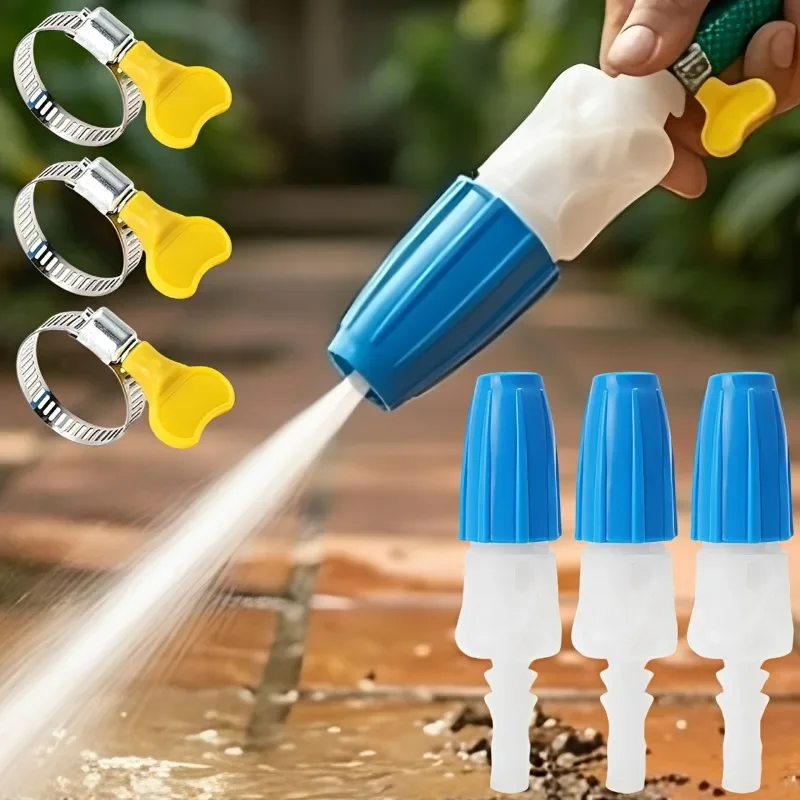 Garden Hose Adapter Quick Connect Water Pipe Fitting with Stainless Steel Clamp Anti Slip Rotating Cap Leak Proof for Irrigation