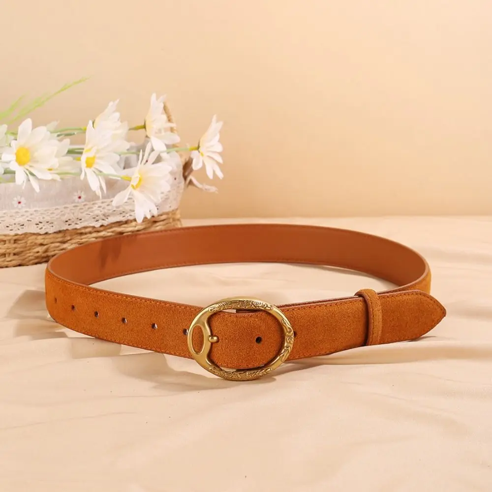 Trendy Luxury Design Suede Genuine Leather Belt Casual Versatile Business Waist Strap Retro Trouser Dress Belts For Women