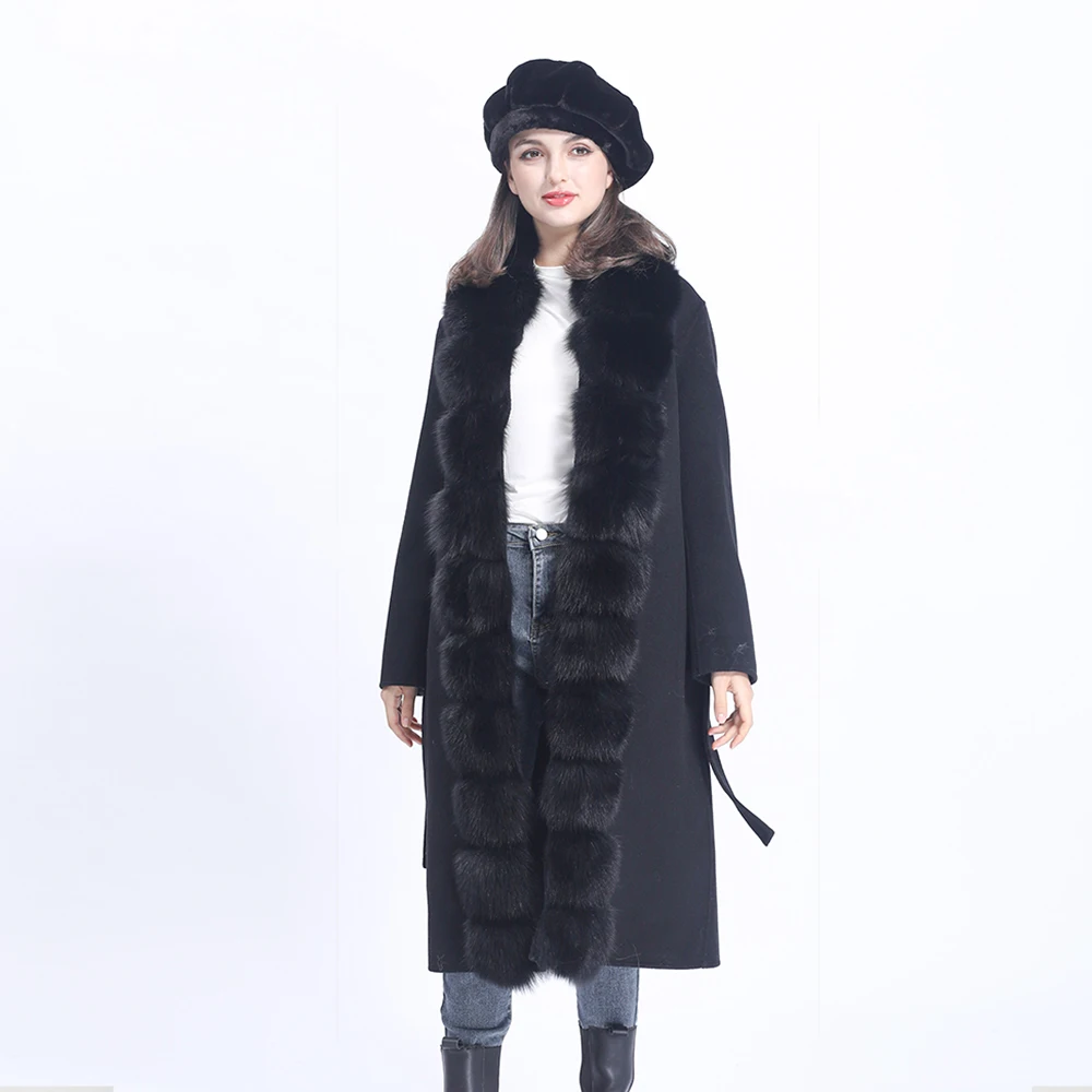 

Double-faced Cashmere Coat Woolen coat With Big Fox Fur Collar Female Winter Fashion Overcoat