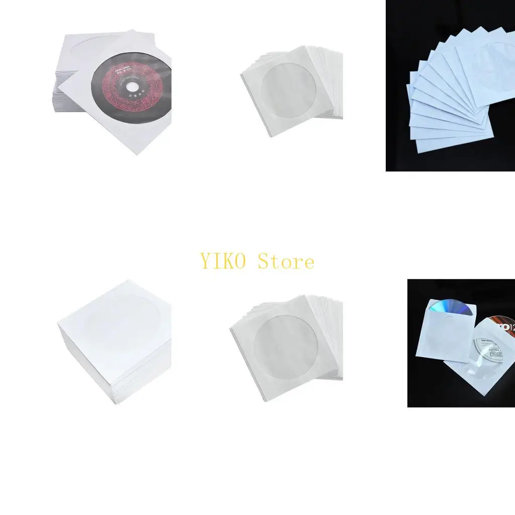 K32C Anti-static Container 8/12cm Disc Protective Paper Bags for Blu-ray 100Pcs Universal Disc Protector