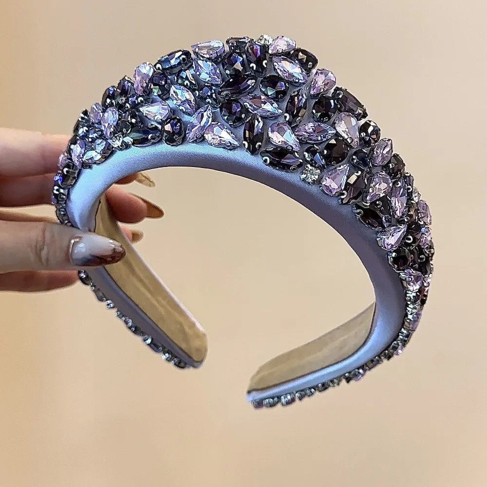 

Rhinestone Rhinestone Headband Elegant Style Black Color Padded Diamante Headband Fashion Crystal Gem Headband Daily Wear