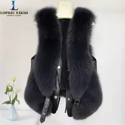 Faux Fur Waistcoat for Womens, Chic Splice Fox Coat Ladies Sleeveless Fur Vest Jacket, Slim Faux Fox Fur Outwear Vests, New,2024