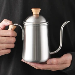 1pc Stainless Steel Pour Over Coffee Kettle, 23oz/650ml Long Narrow Hand Coffee Maker Drip Kettle For Kitchen, Black