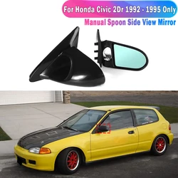 2pcs Car Side Wing View Mirror Manual Adjustment Rearview Mirror For Honda Civic EG 2D 1992-1995 Black/Carbon Fiber