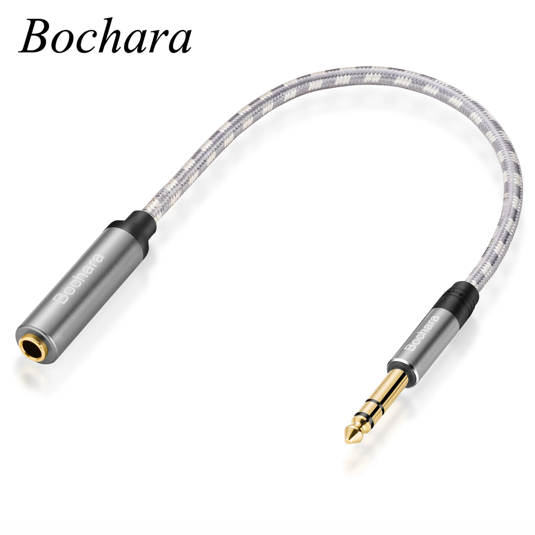 Кабель-удлинитель Bochara 30 см 1/4 ''6,35 мм стерео со штыревыми соединителями и двумя экранами