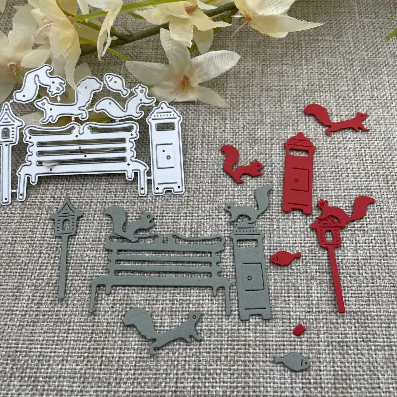 Mailbox Squirrel Metal Cutting Dies Stencils For DIY Scrapbooking Decorative Embossing Handcraft Die Cutting Template Mold