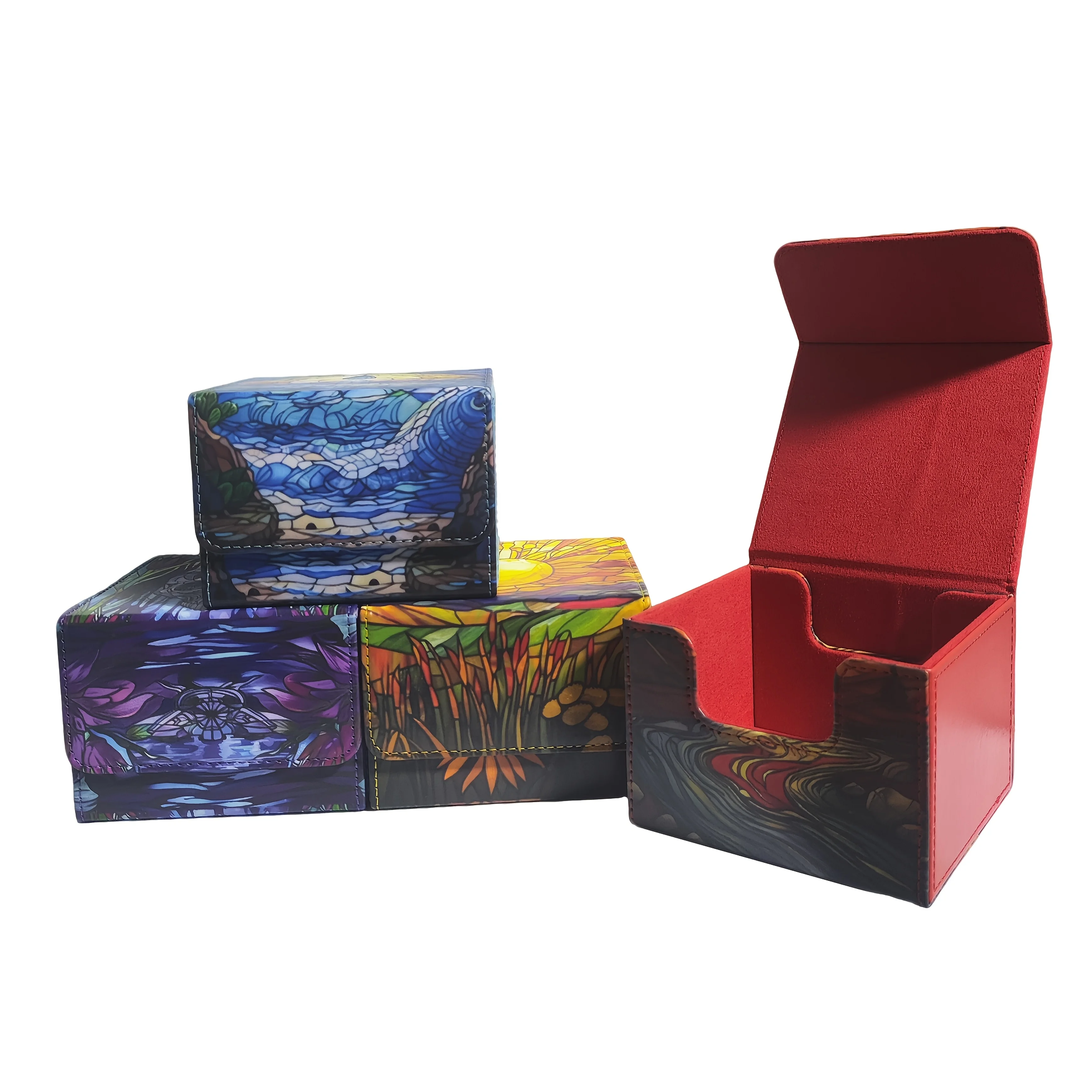 

New Printed Horizontal Style 140+Card Box Game Transaction Card Cover PU Leather Card Multiple Card Magic Command Card Organizer