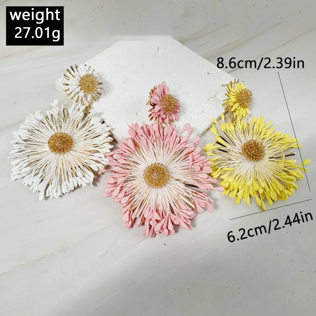 Tocona Sweet Romantic Style Colorful Lafite Flower Pendant Earrings Elegant Jewelry Women's Summer Daily Vacation Accessories