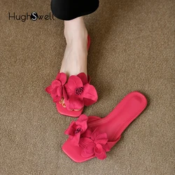 Luxury Eternal Flower Mule Slippers Woman Fashion Brand Design Floral Slide Sandals Ladies Summer Outdoor Elegant Flip Flops