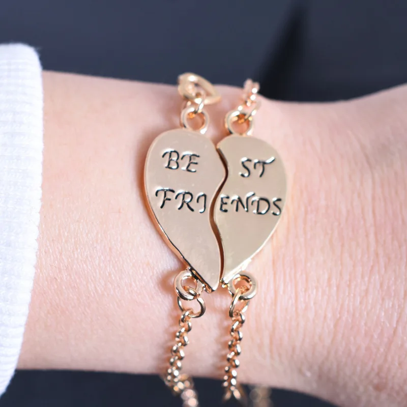 أساور على شكل قلب للرجال والنساء ، أفضل الأصدقاء ، المجوهرات ، الإكسسوارات العصرية ، هدايا أعياد الميلاد ، الموضة ، 2 من وإلى الأبد #1