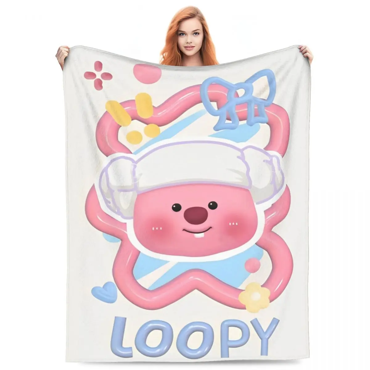 Симпатичные фланелевые одеяла Loopy Pororo Pink Beaver       Забавное одеяло для домашнего одеяла