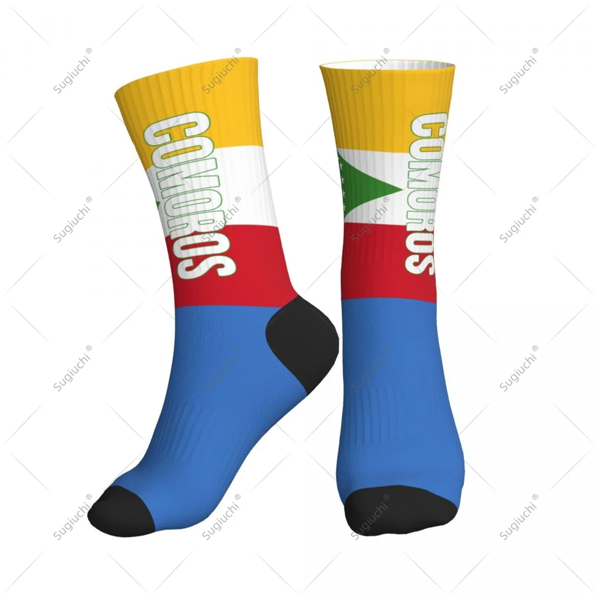 

3D Printed Comoros Flag Polyester Mid-calf Socks For Men Women Kawaii Socks Street Skateboard Socks