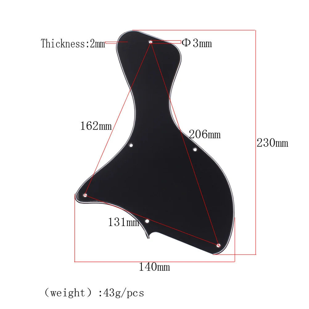 

3 Ply Guitar Pickguard Scratch Plate Black Gq205 Sturdy Trustworthy Replacement Parts Thermostability Guitar Pickguard