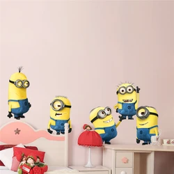 Cute Yellow Cartoon Roles Wall Stickers For Kids Bedroom Decorations Creative Mural Art Diy Home Decals Anime Movie Posters