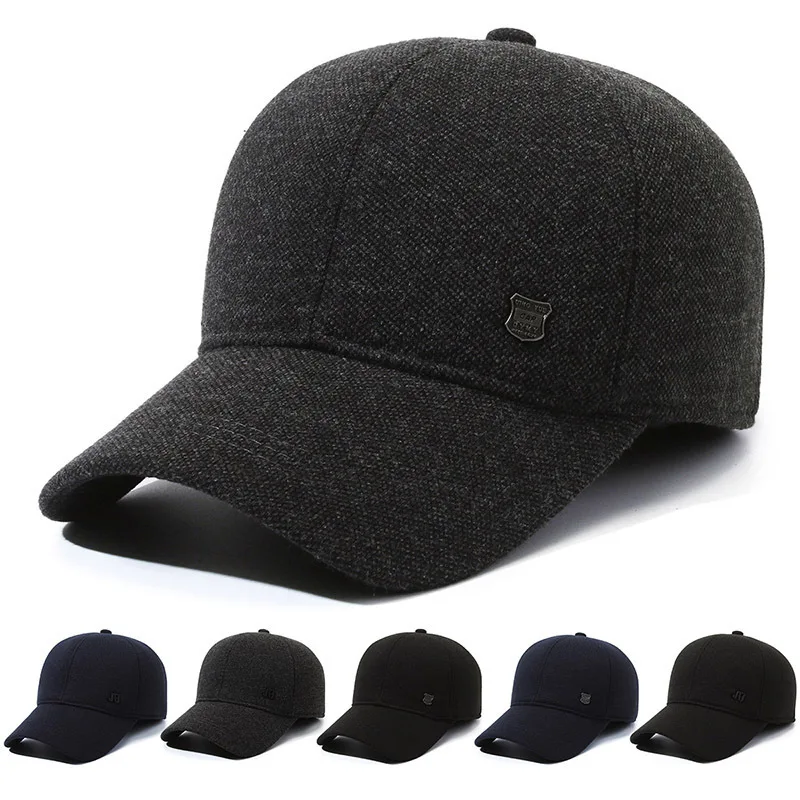 

Men s Autumn Winter Thickened Ear Protection Warm Dad Hat Outdoor Woolen Cold Proof Dad Cotton Hat