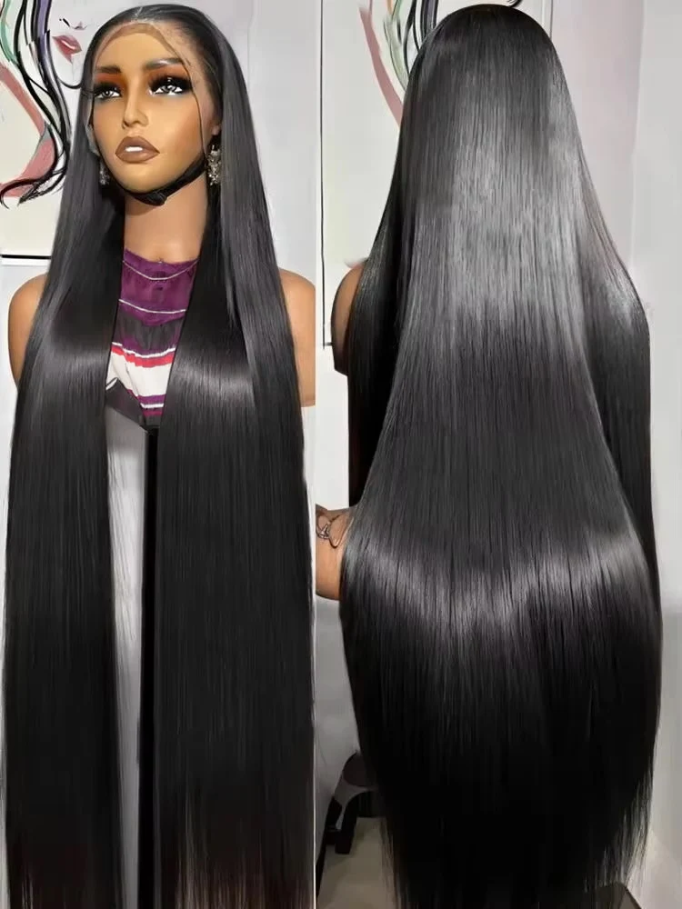 

Накладные парики из натуральных волос 40-46 дюймов, 300% плотность, прямые, с HD прозрачной сеткой 13x4, 13x6, 360, полностью шелковистые, для женщин