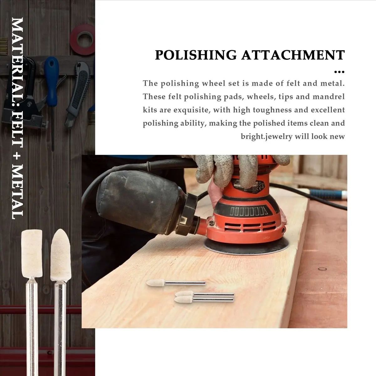 PROMOTION!140Pcs Felt Polishing Attachment Set Wool Felt Polishing Disc Polishing Heads Turning Tool Accessory