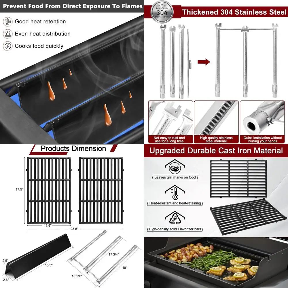 

Weber Spirit I & II 300 Series Grill Replacement Parts: 7638 Grates, 7636 Flavorizers, 69787 Burners for Models E-310, E-320, E-