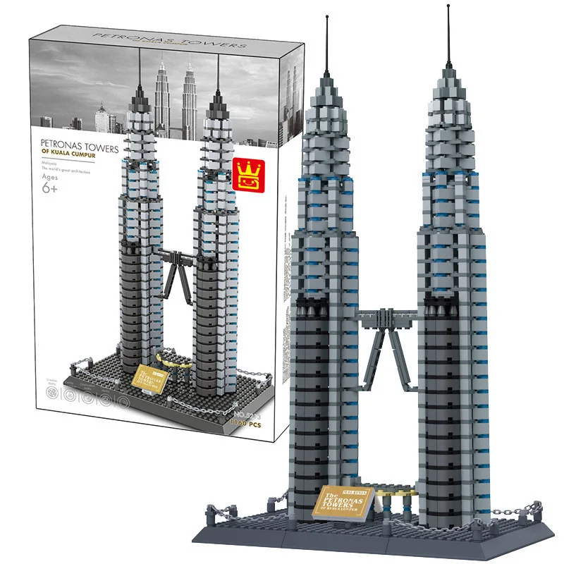 

5213 World Architecture Kuala Lumpur Petronas Twin Towers Tree DIY 1175pcs Mini Diamond Blocks Bricks Building Toy for Children