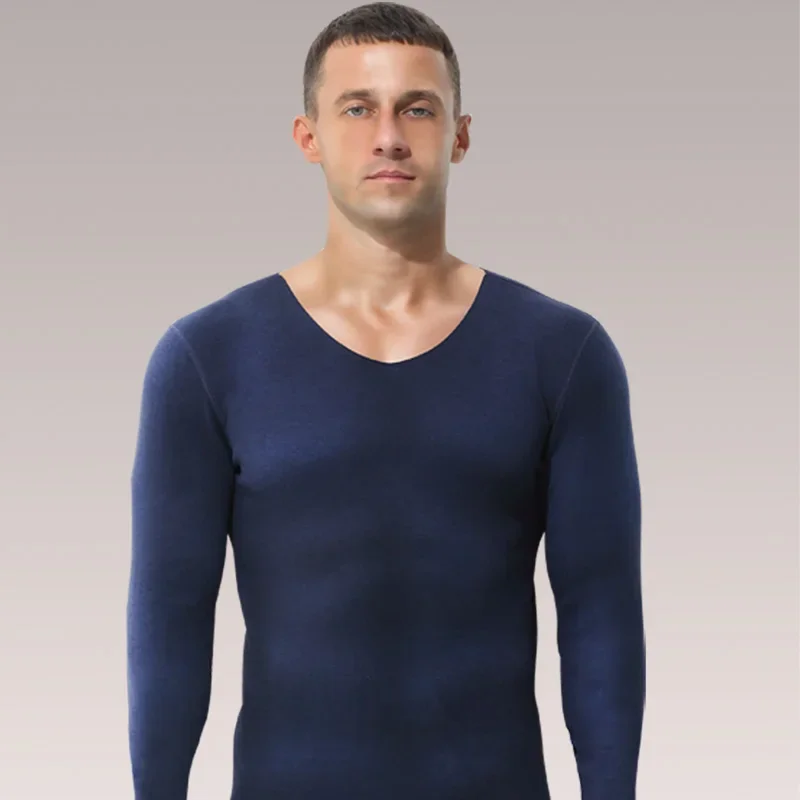 

Seamless thermal underwear men's upper body with fleece thickened autumn and winter winter winter single long sleeve undercoat w