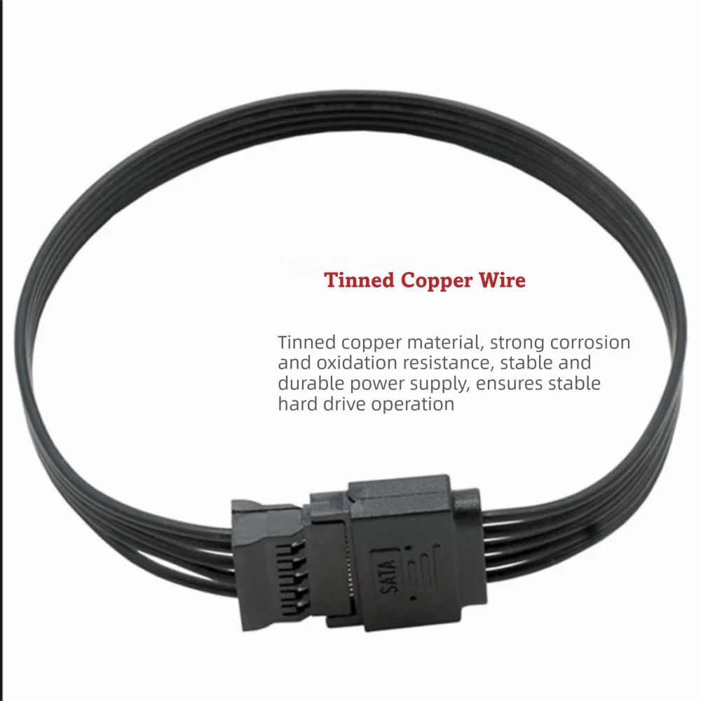 High Quality 22/32cm SATA Power Cable Y-Splitter Design Durable SATA Power Extension Cable 15Pin Male/Female SSD Power Cable