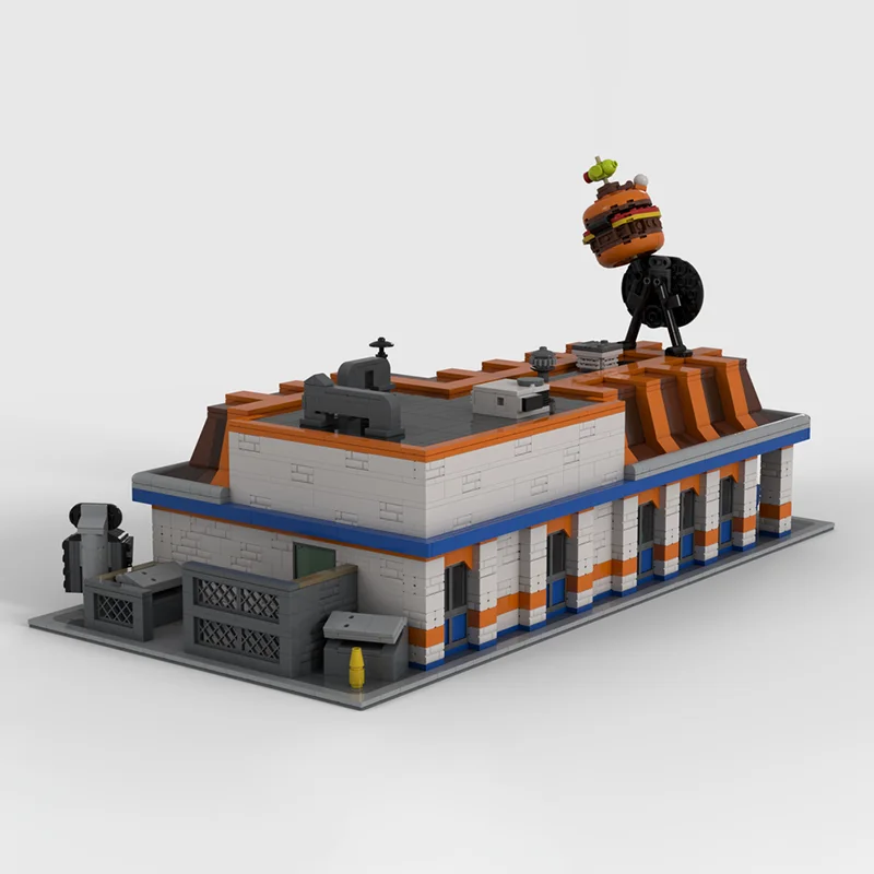 Street View Modello Moc Mattoni da costruzione Burger Ristorante Modello Tecnologia Blocchi modulari Regali Giocattoli di Natale Set fai da te Assemblaggio