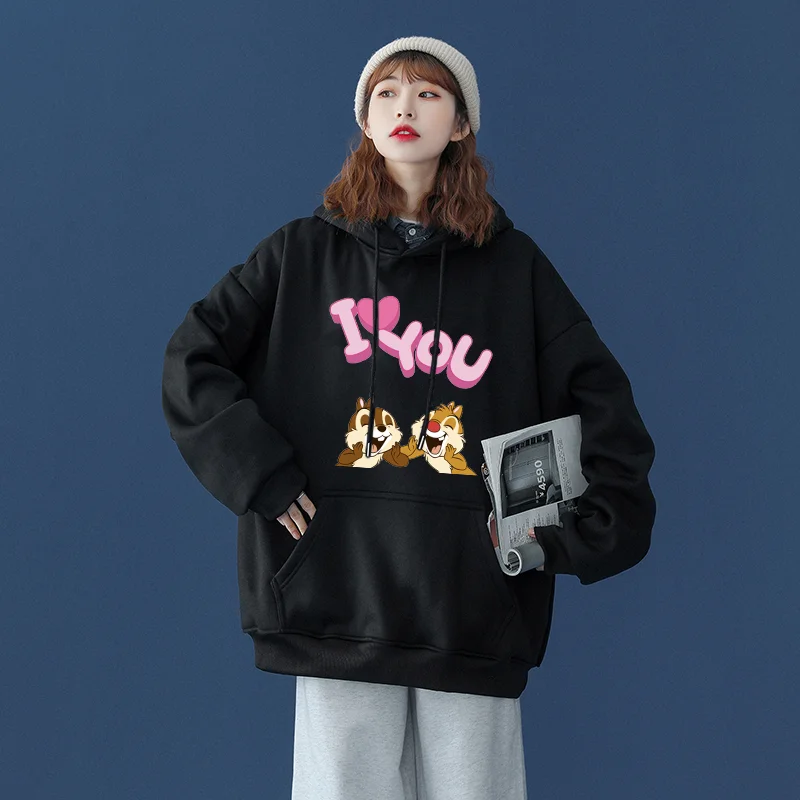 Disney Chip and Dale Men Women Hoodies Casual Hip Hop Streetwear Long Sleeves Sweatshirts Boys Girls Autumn Tops Coats