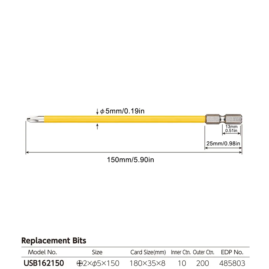 VESSEL Electric Screwdriver Bit PH SL with Coated Tube for USB162 USB162150 USB16 Series