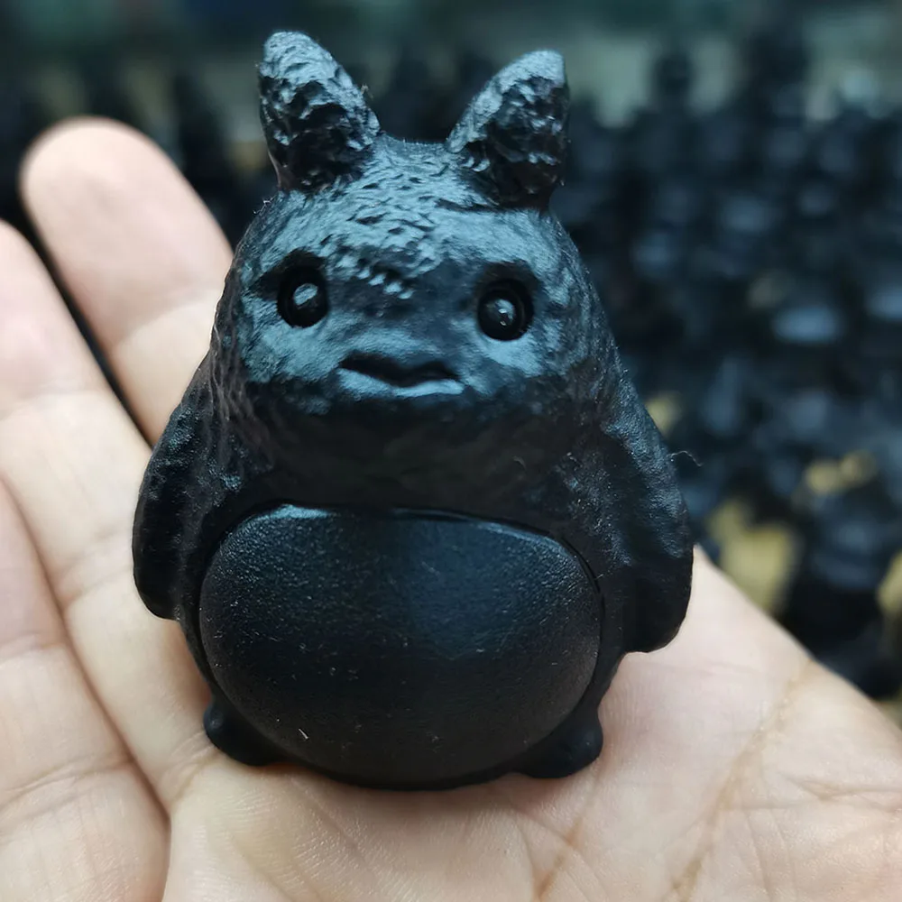 Cute Obsidian  Carved Chinchilla Gemstone Craft Home Decoration Wholesale