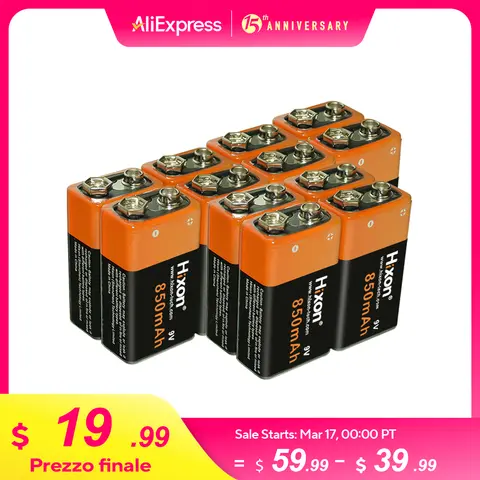 Hixon 100%New Original 2024 Best-selling 9V 6f22 850Mah+USB Fast Charger LI-ION Rechargeable Battery For Electric Fan Flashlight