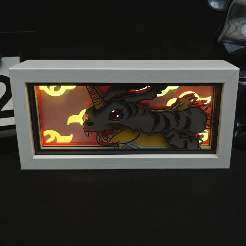 Digimon Adventure Agumon Nachtlicht Kreative Persönliche Papierschnitzlampe Schlafzimmer Nachttisch Atmosphärenlampe Ornamente Dekoration – Detail 4