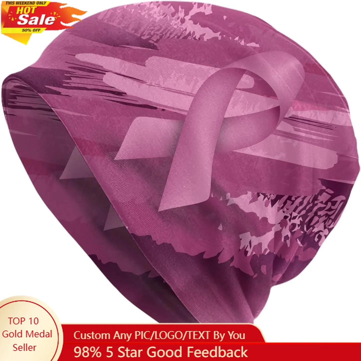 

Breast Cancer Beanie Chemo Hat Cancer Headwear Knitted Hats Baggy Slouchy Scarf Cap for Adults Women Men