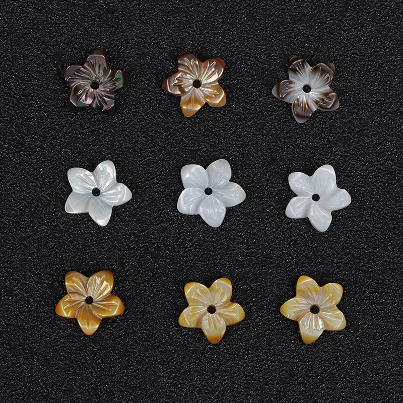 Natural Shell Flower Beads Accessories Mother of Pearl Shell Flower Pendant Beads for Jewelry Necklace Craft DIY Bracelet Making