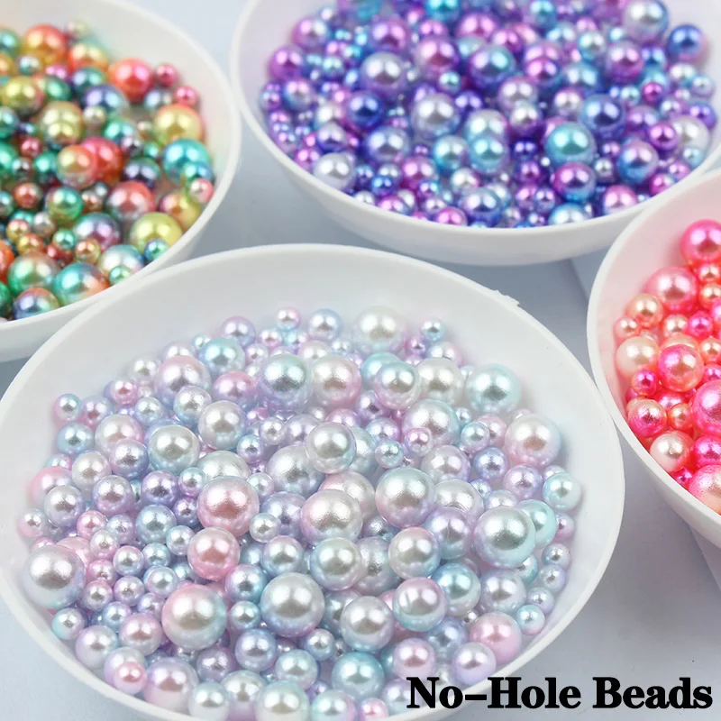 100-500PCS 3/4/5/6mm Rainbow Color Round Imitation ABS Pearl No-Hole Beads For Jewelry DIY Craft Scrapbook Decoration