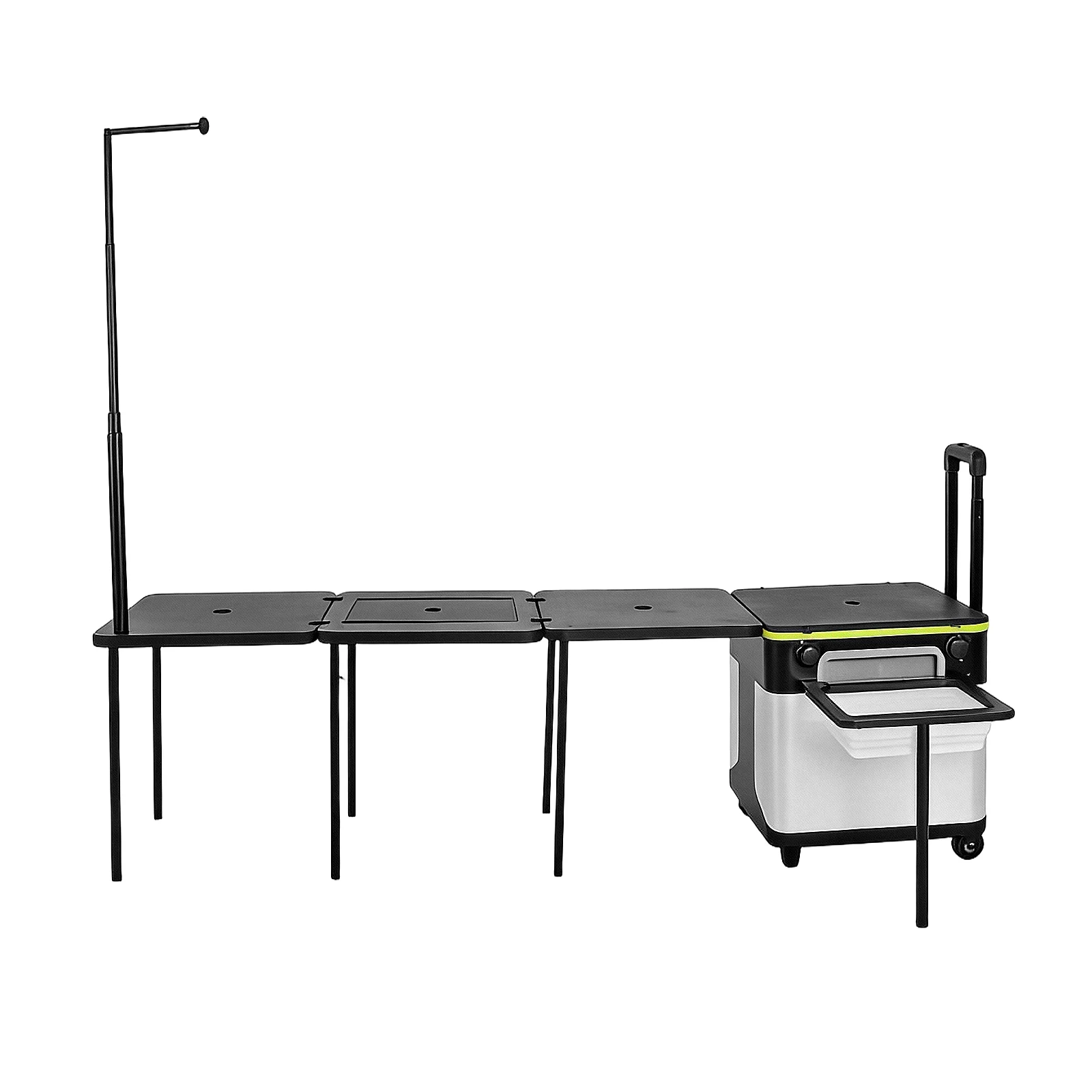

Portable Folding Kitchen Table with Wheels Folding Overland Camping Kitchen Table with Light Poles for Tailgating BBQ Picnic RV
