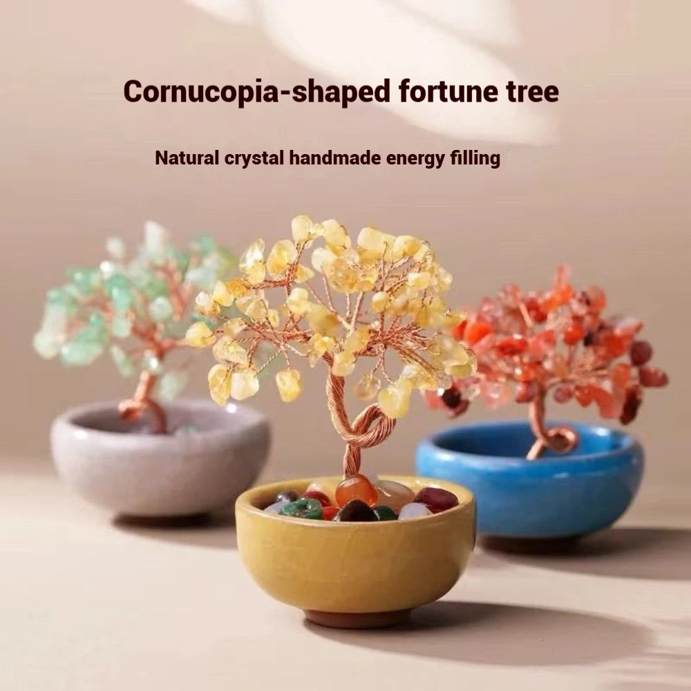 

Натуральный кристалл Дерево Декор Желтый Фиолетовый Розовый Шарм на удачу для домашнего офиса Подарок фэн-шуй на день рождения, новоселье