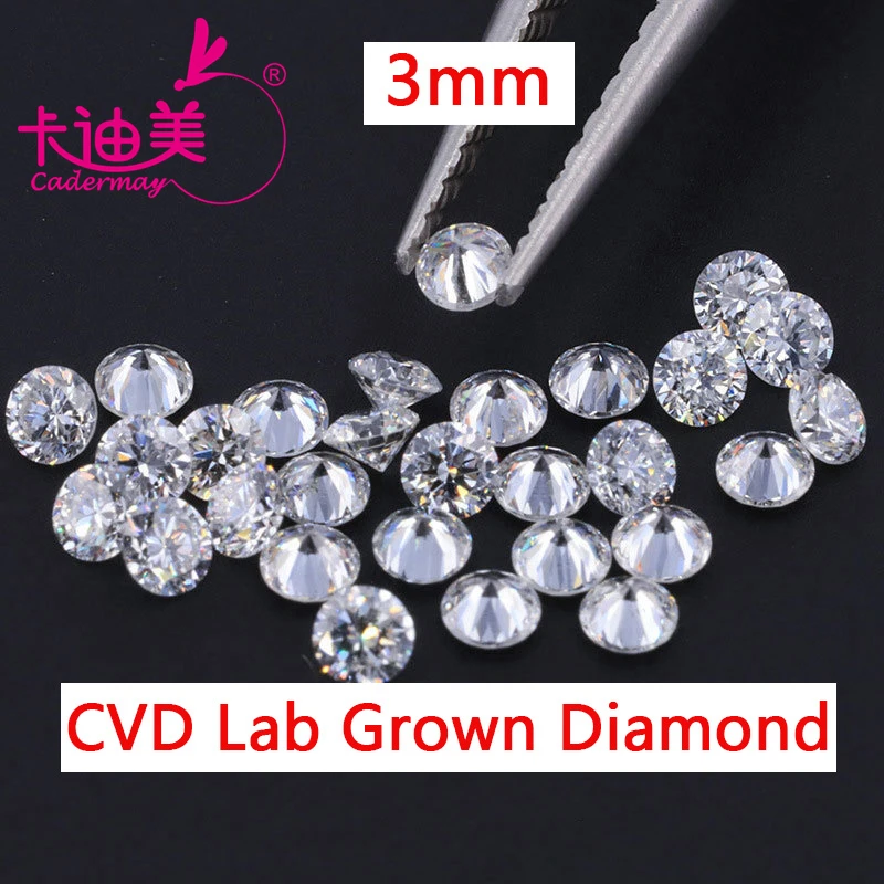 CADERMAY Round Shape Meele FG VS1 Clarity 3mm CVD Lab Grown Diamond Loose Stone Gemstone For Jewelry Making