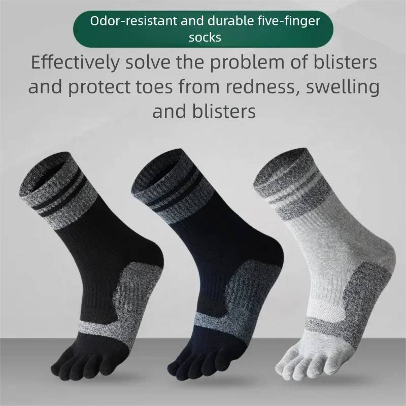 WRELS 1/2/3 Pairs Toe Socks Arch Support Workout Cotton Five Finger Socks Men Anti Pilling Moisture Wicking Running Socks