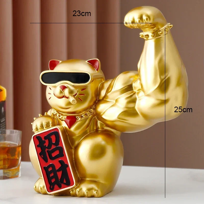 Creative resin crafts ornaments storage cornucopia decor ornaments giant arm muscle lucky cat home accessories ingot robbery cat