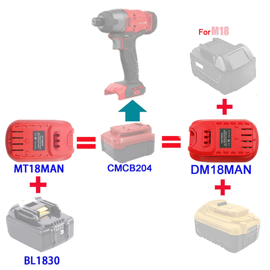 

Переходник MT18MAN DW18MAN для Makita, Milwaukee 18V 48-11-1890, Dewalt 18V 20V, литиевая батарея для ремесленного инструмента