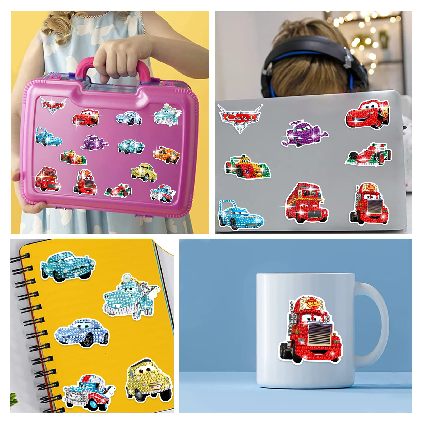 Cartoon Car Children Diamond Painting DIY Handmade Random Point Drill Stick Random Decoration sticker Suit Semi-Finished Product view 4
