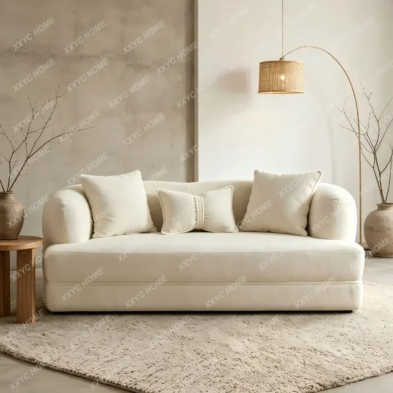 XXModern Modern Cloud Shape Plush Sofa with Round Curved Armrest, Luxury Cream Style Leisure Sofa for Small Living Room Home