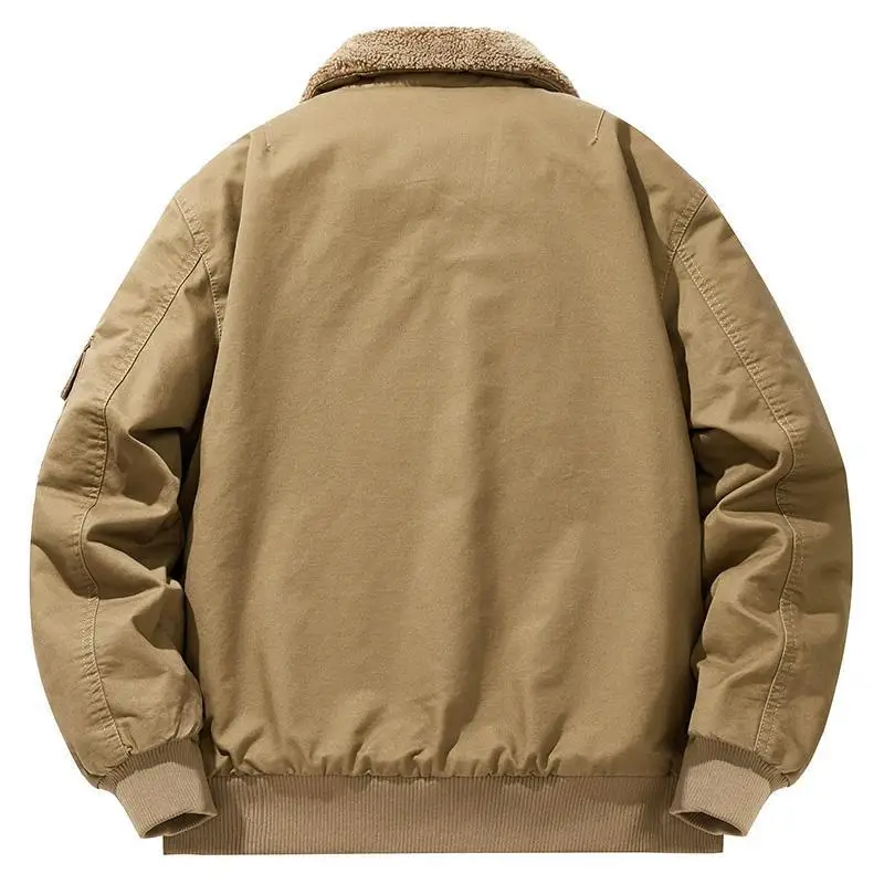 Autumn Winter Sherpa Lapel Padded Jacket Men's Thick Warm Casual Outerwear