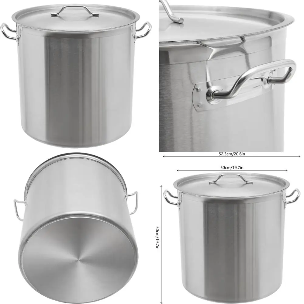 

Большой сверхмощный 100-литровый кастрюля из нержавеющей стали с крышкой, индукционной и газовой плитой, идеально подходит для крупных супов и кофе