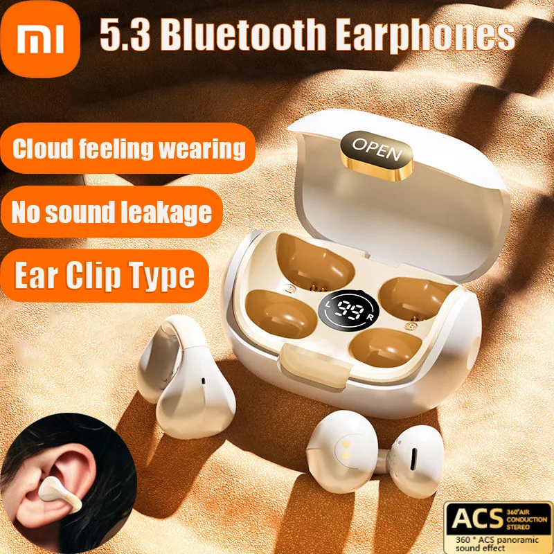 Xiaomi 5.3 Bluetooth TWS Clip on Headphone Wireless Earphone with HiFi Stereo & Noise Reduction Headset for iPhone Samsung